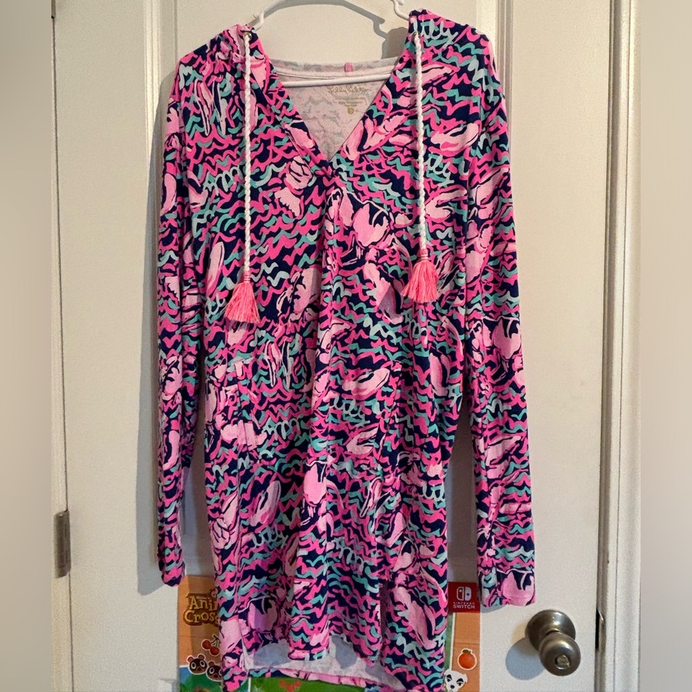 Small Pink and Blue Lobster Print Lilly Pulitzer Beach Cover-up